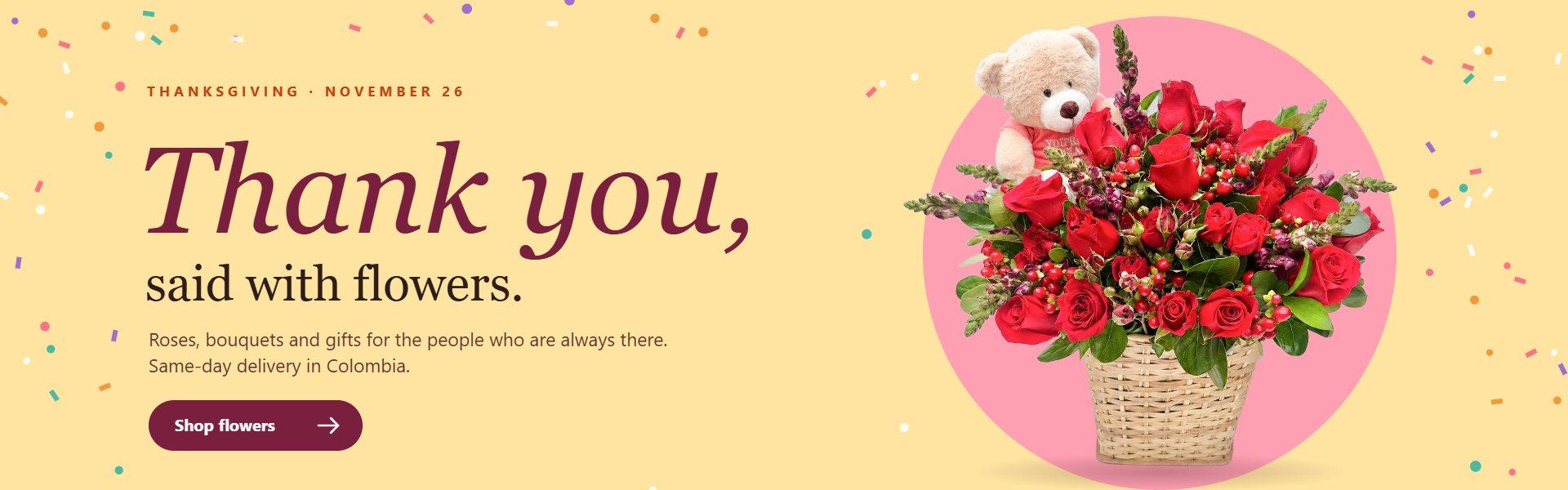 Thanksgiving flowers with same-day delivery in Colombia