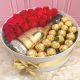 luxury box with roses, chocolates and a bottle of sparkling wine-flowers to colombia
