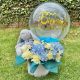 Bouquet of flowers with hydrangeas, roses, seasonal flowers, with a rabbit or teddy bear and a bubble balloon - flowers bogota
