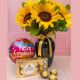 vase of sunflowers and Ferrero chocolates and balloons - send flowers to bogota colombia