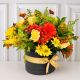 Mixed yellow flower bouquet with a personalized card